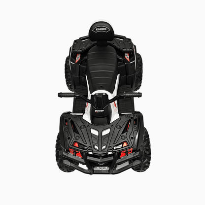 24V White Upgraded Titan Edition 4x4 Ride-On Quad ATV W/ EVA Rubber Wheels, Bluetooth Music & Lights