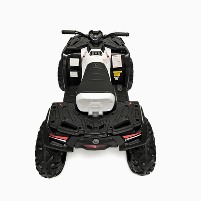24V White Upgraded Titan Edition 4x4 Ride-On Quad ATV W/ EVA Rubber Wheels, Bluetooth Music & Lights