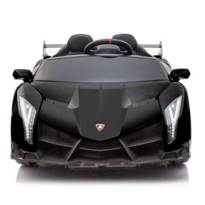 12V Black Lamborghini Veneno 4X4 Limited Edition Ride-on Car W/ EVA Rubber Wheels, Bluetooth & RC