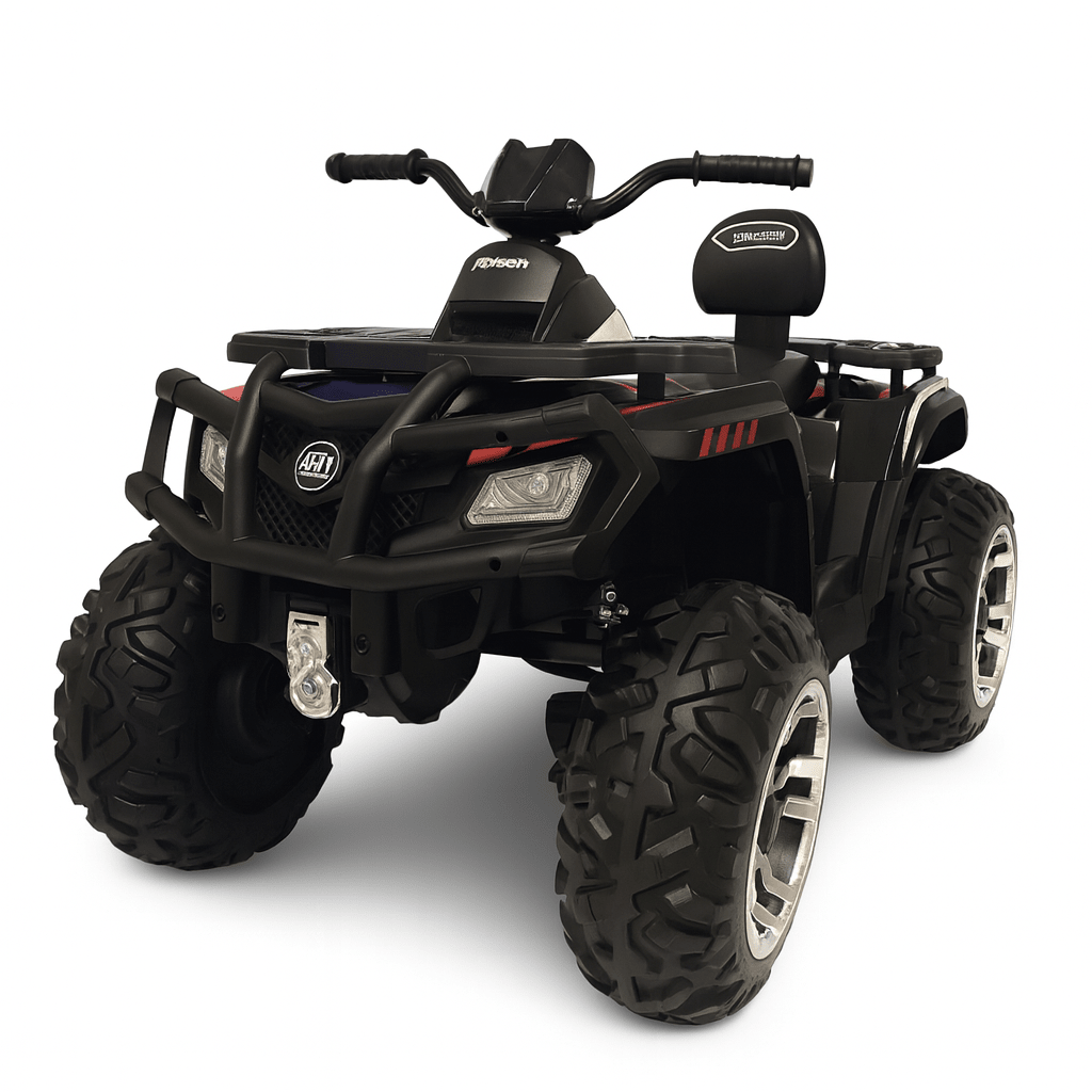 24V White Upgraded Titan Edition 4x4 Ride-On Quad ATV W/ EVA Rubber Wheels, Bluetooth Music & Lights