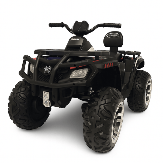 24V White Upgraded Titan Edition 4x4 Ride-On Quad ATV W/ EVA Rubber Wheels, Bluetooth Music & Lights