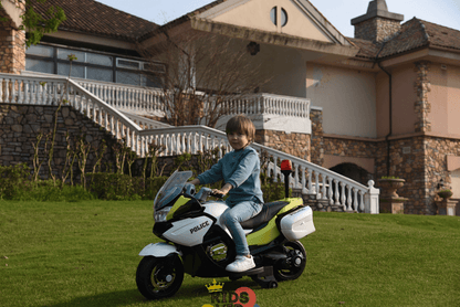 24V Police Officer Edition Kids' Motorcycle W/ Rubber Wheels, Emergency Siren, Lights & Music