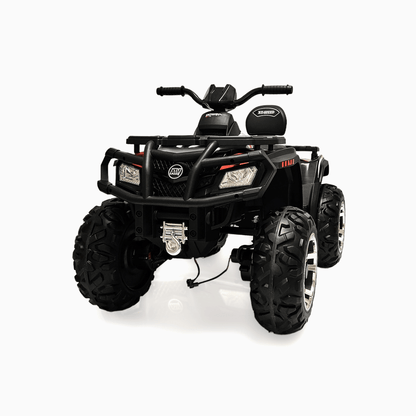 24V White Upgraded Titan Edition 4x4 Ride-On Quad ATV W/ EVA Rubber Wheels, Bluetooth Music & Lights