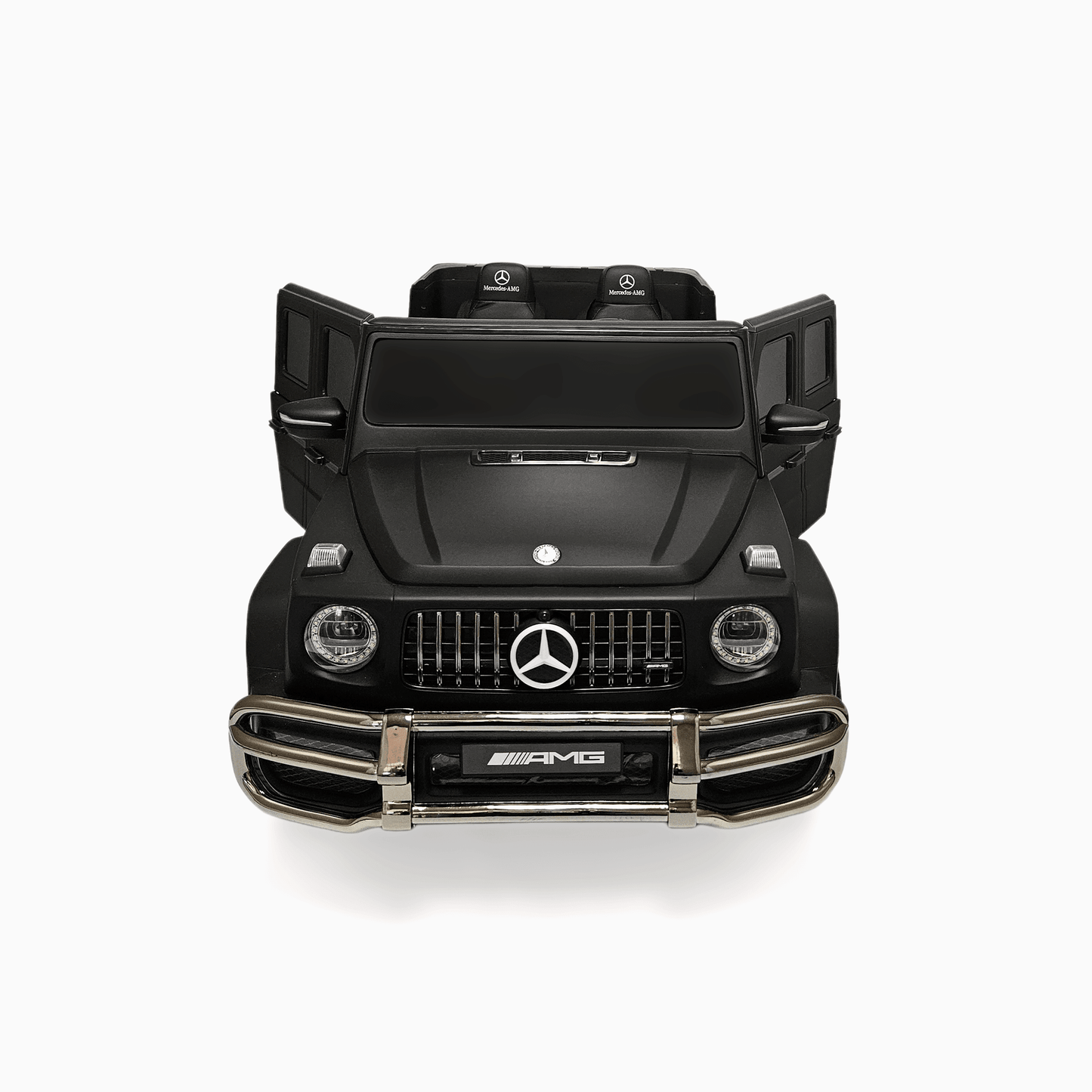 24V Exclusive Matte Black Mercedes Benz G63 2-Seater 4x4 Kids' Ride-on SUV W/ EVA Wheels, Leather Seats, Light-up Logo, BT & RC