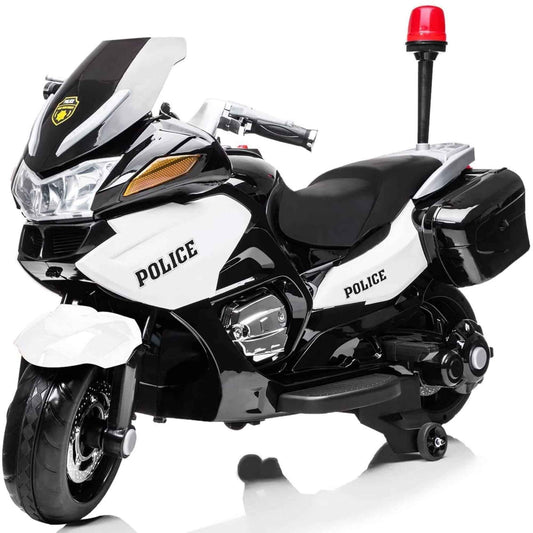 24V Police Officer Edition Kids' Motorcycle W/ Rubber Wheels, Emergency Siren, Lights & Music