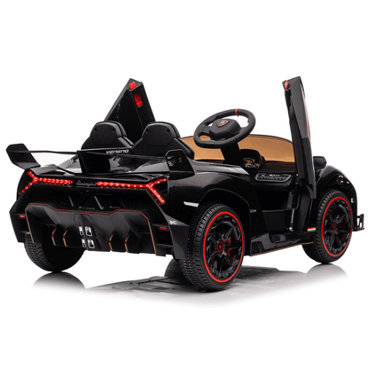 12V Black Lamborghini Veneno 4X4 Limited Edition Ride-on Car W/ EVA Rubber Wheels, Bluetooth & RC