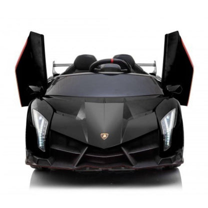 12V Black Lamborghini Veneno 4X4 Limited Edition Ride-on Car W/ EVA Rubber Wheels, Bluetooth & RC
