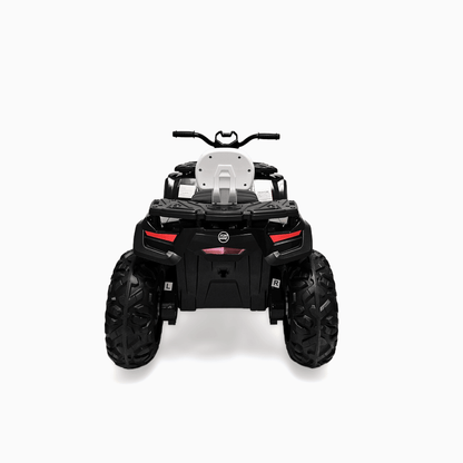 24V White Upgraded Titan Edition 4x4 Ride-On Quad ATV W/ EVA Rubber Wheels, Bluetooth Music & Lights