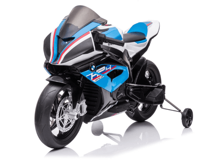 12V Blue BMW HP4 Kids' Super Motorcycle W/ EVA Rubber Wheels, Music & Lights