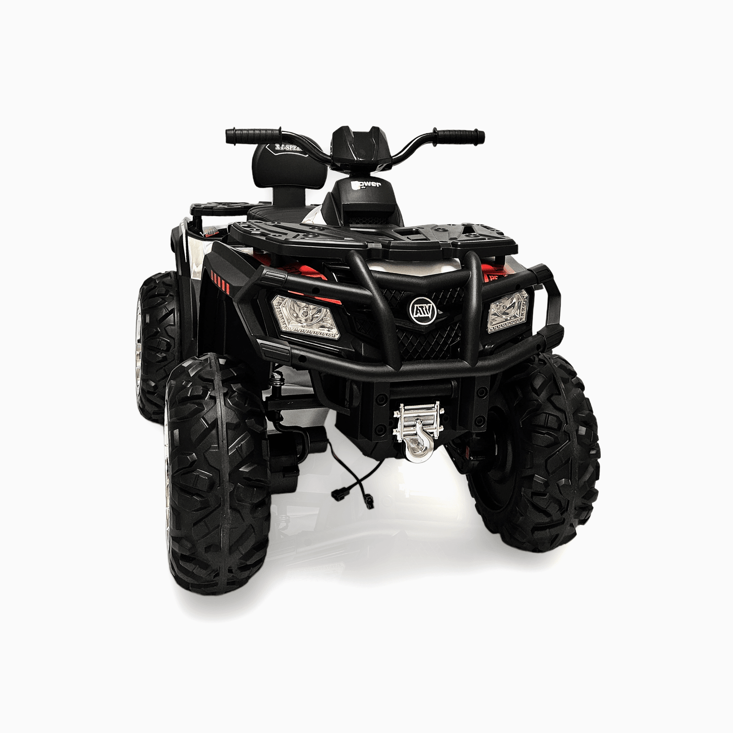 24V White Upgraded Titan Edition 4x4 Ride-On Quad ATV W/ EVA Rubber Wheels, Bluetooth Music & Lights