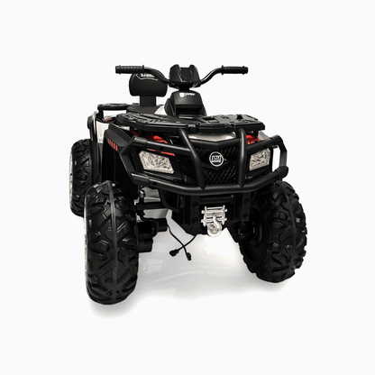 24V White Upgraded Titan Edition 4x4 Ride-On Quad ATV W/ EVA Rubber Wheels, Bluetooth Music & Lights