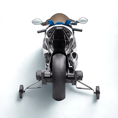 12V Blue BMW HP4 Kids' Super Motorcycle W/ EVA Rubber Wheels, Music & Lights