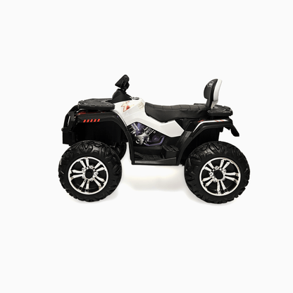 24V White Upgraded Titan Edition 4x4 Ride-On Quad ATV W/ EVA Rubber Wheels, Bluetooth Music & Lights