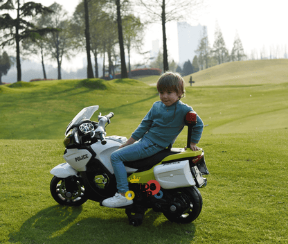 24V Police Officer Edition Kids' Motorcycle W/ Rubber Wheels, Emergency Siren, Lights & Music