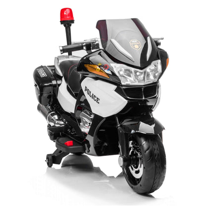 24V Police Officer Edition Kids' Motorcycle W/ Rubber Wheels, Emergency Siren, Lights & Music