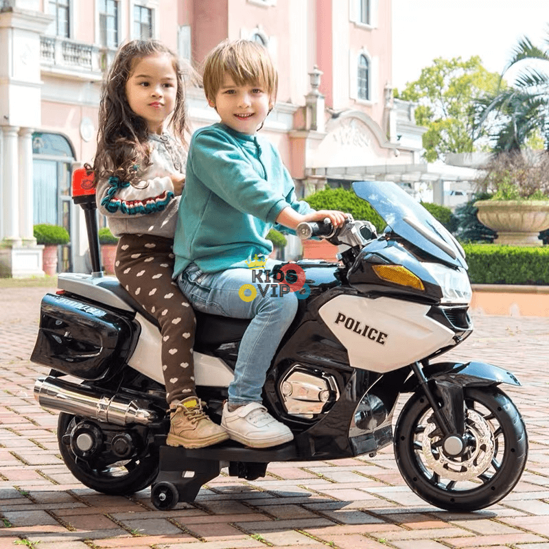 24V Police Officer Edition Kids' Motorcycle W/ Rubber Wheels, Emergency Siren, Lights & Music