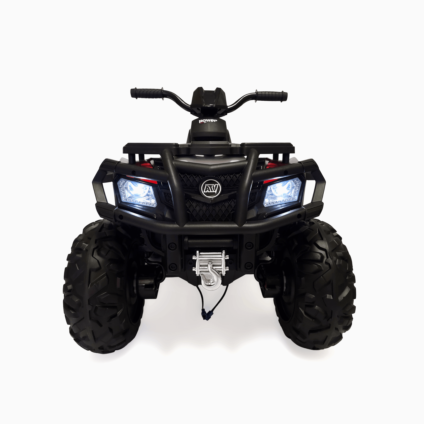 24V White Upgraded Titan Edition 4x4 Ride-On Quad ATV W/ EVA Rubber Wheels, Bluetooth Music & Lights