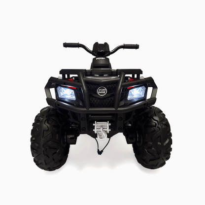 24V White Upgraded Titan Edition 4x4 Ride-On Quad ATV W/ EVA Rubber Wheels, Bluetooth Music & Lights