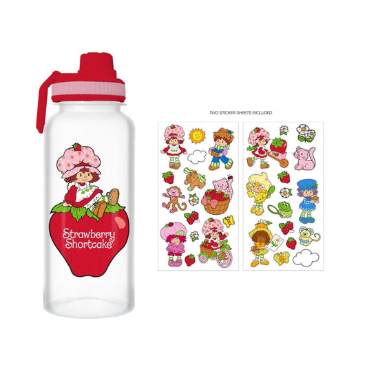 Strawberry Shortcake 32oz Plastic Water Bottle w/Sticker Set