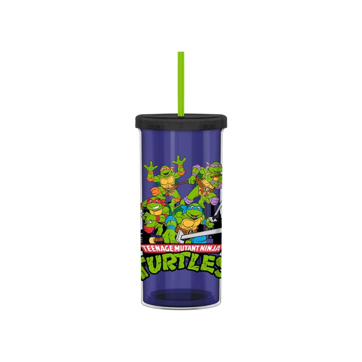 Teenage Mutant Ninja Turtles Group City Retro Logo 20oz Plastic Tall Cold Cup w/ Lid