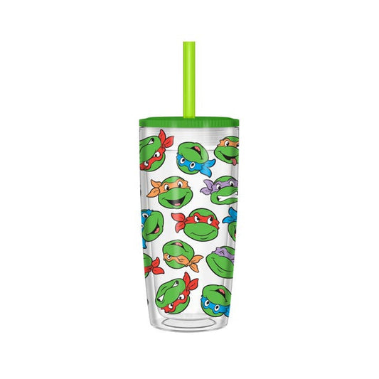 Teenage Mutant Ninja Turtles Multi Face Pattern 20oz Spill Resistant Plastic Tumbler