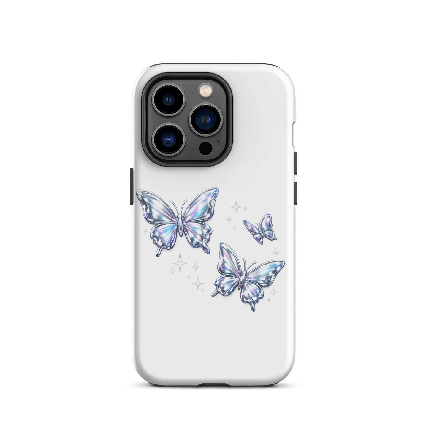 Tough Case for iPhone® with Chrome Butterflies Design - iPhone Tough Case Butterflies