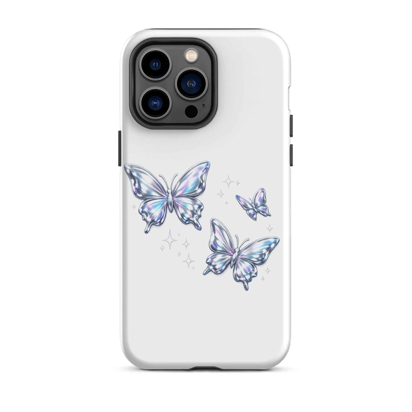 Tough Case for iPhone® with Chrome Butterflies Design - iPhone Tough Case Butterflies