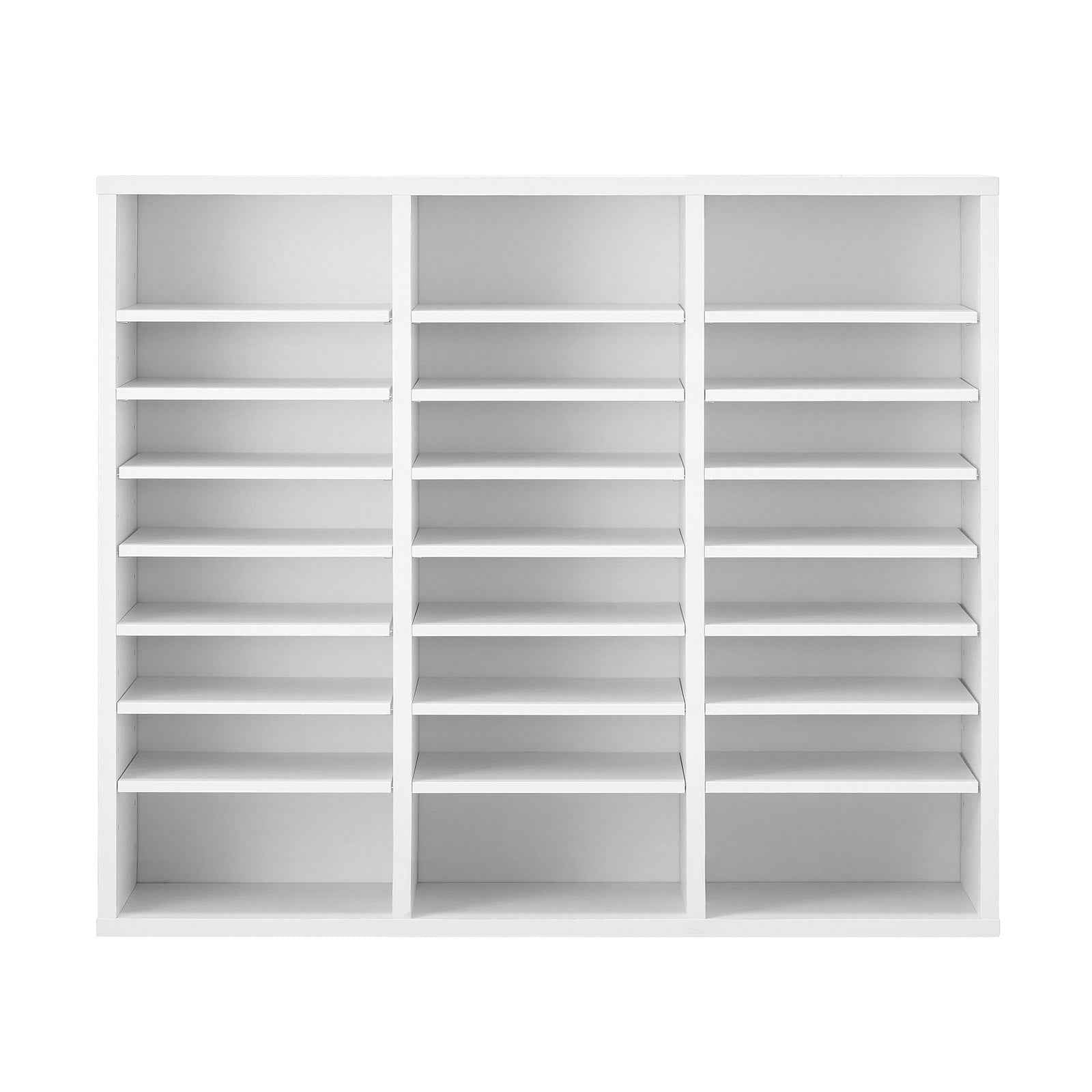 VEVOR Wooden Literature Organizer 24 Compartments with Adjustable Shelves White