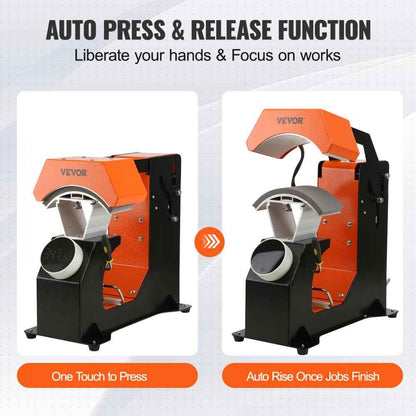 VEVOR Hat Heat Press Auto Cap Heat Press 3 Heating Pads Sublimation Transfer