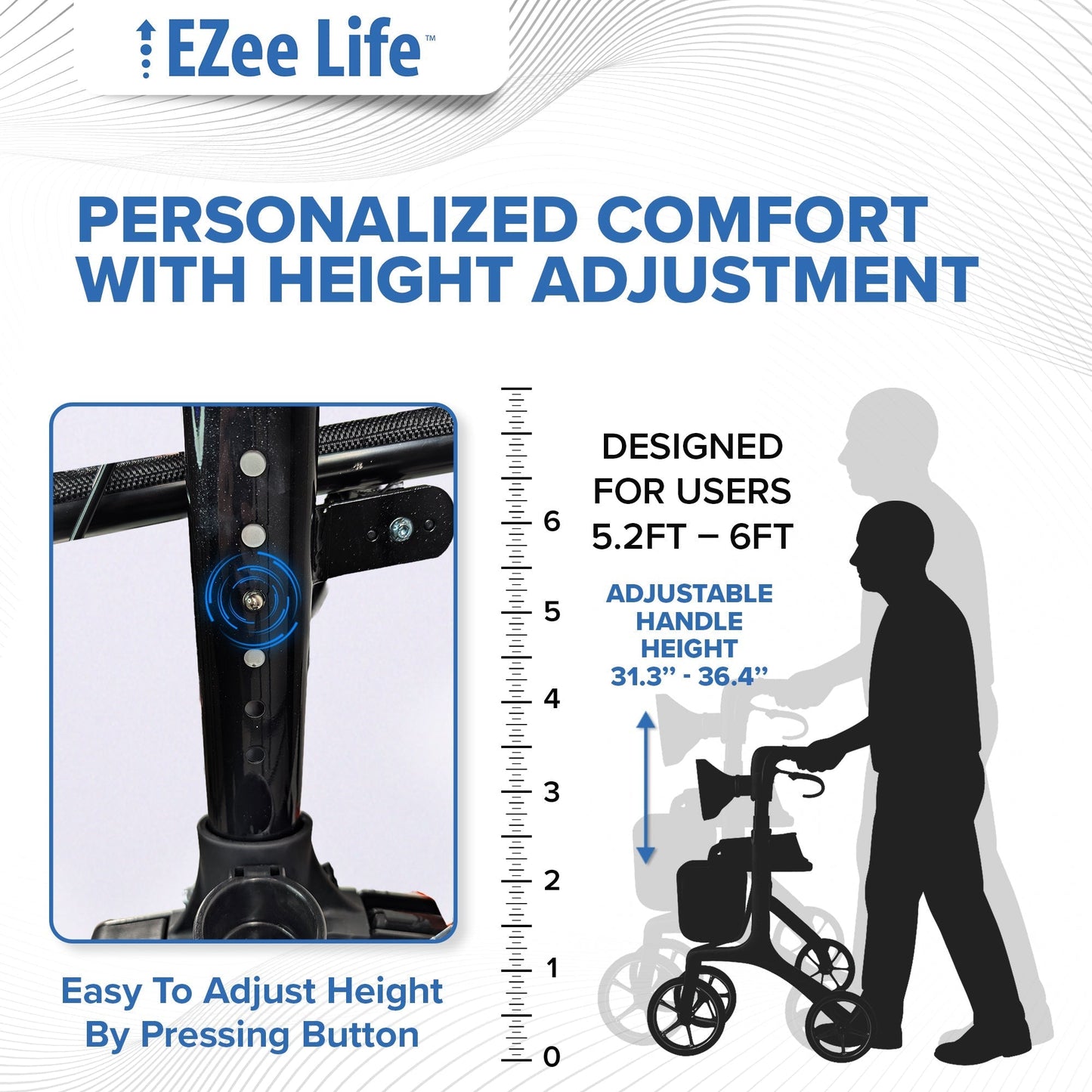 EZee Life X Frame Rollator CH3011 | Lightweight 4-Wheel Walker with Seat Canada