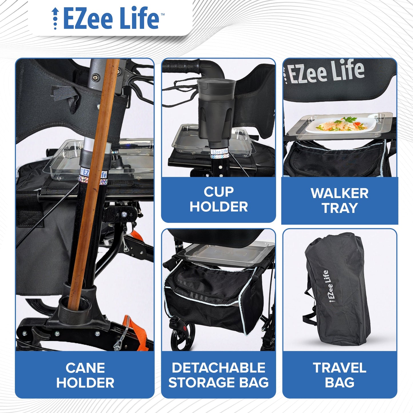 EZee Life X Frame Rollator CH3011 | Lightweight 4-Wheel Walker with Seat Canada