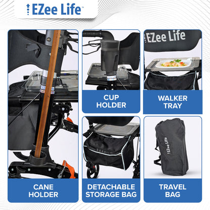 EZee Life X Frame Rollator CH3011 | Lightweight 4-Wheel Walker with Seat Canada