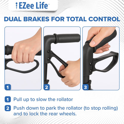 EZee Life X Frame Rollator CH3011 | Lightweight 4-Wheel Walker with Seat Canada