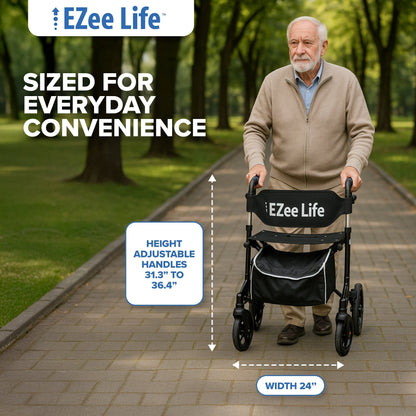 EZee Life X Frame Rollator CH3011 | Lightweight 4-Wheel Walker with Seat Canada
