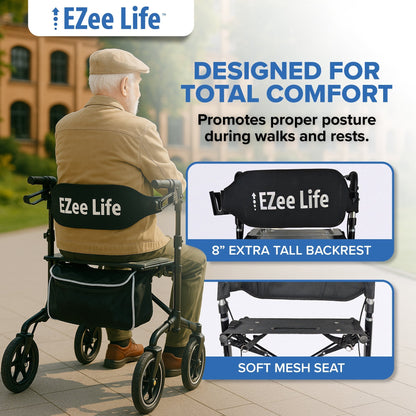 EZee Life X Frame Rollator CH3011 | Lightweight 4-Wheel Walker with Seat Canada