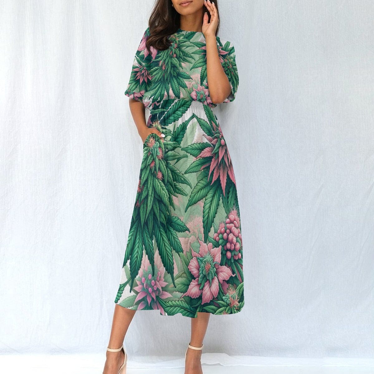 Pink Haze Dress with Pocket Waist for Effortless Style