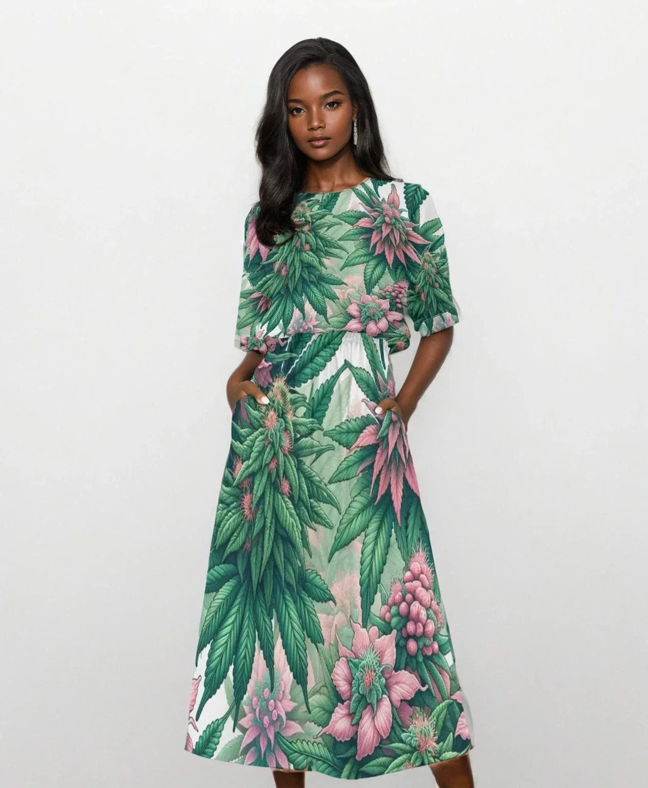 Pink Haze Dress with Pocket Waist for Effortless Style